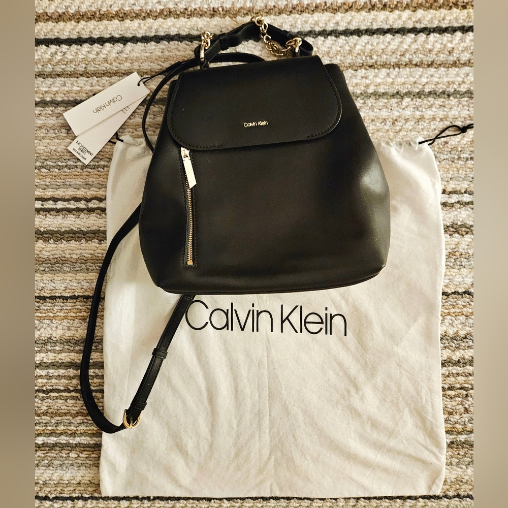 NWT Calvin Klein Western Statement Series Backpack Black  Dust Bag Included
